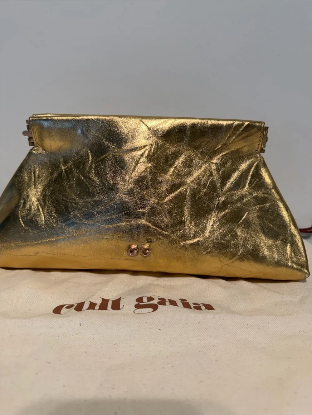 Cult Gaia Lillia Mini Clutch in Brass